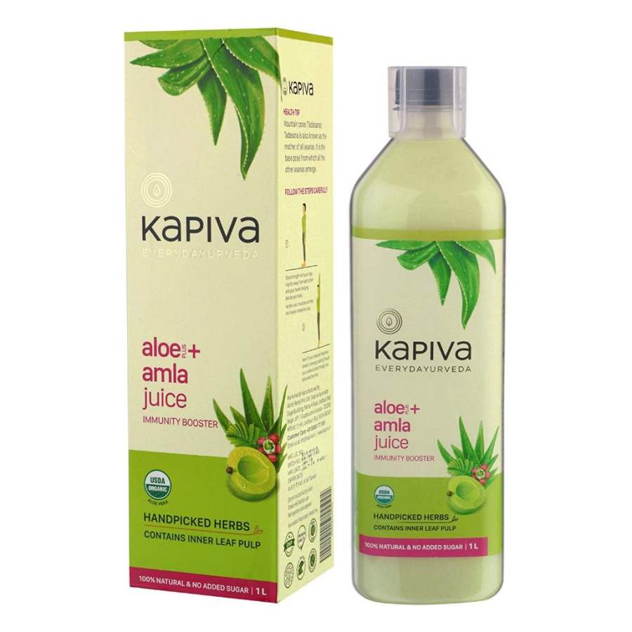 Kapiva 100% Aloe Vera (USDA) + Amla Juice Boosts Immunity No Added Sugar - 1 Ltr