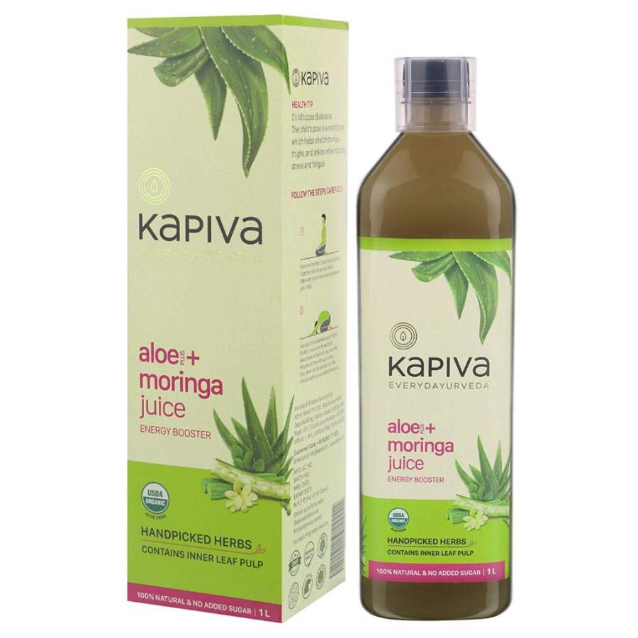 Kapiva 100% Aloe Vera (USDA) + Moringa Juice Energy Booster No Added Sugar - 1 Ltr