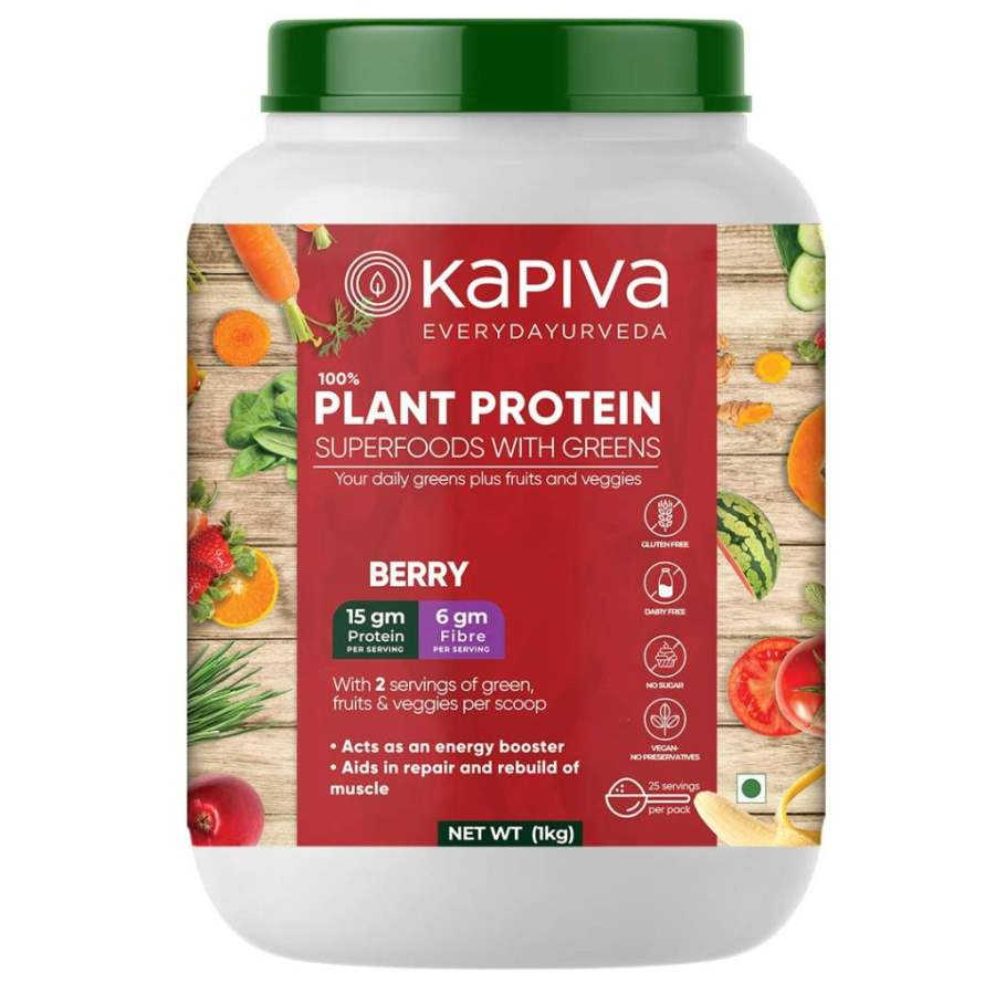 Kapiva 100% Plant Protein Superfoods With Greens Nutrition Powder Berry - 1 Kg