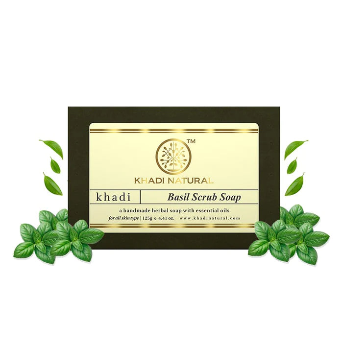 Khadi Natural Basil Scrub Soap - 125 GM