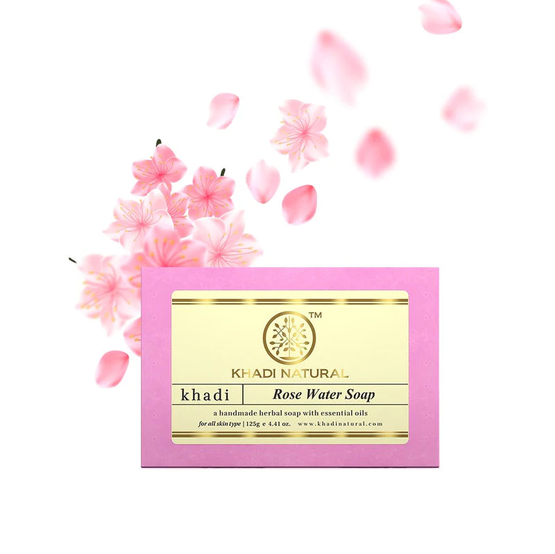 Khadi Natural Handmade Rosewater Soap - 125 GM