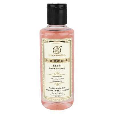 Khadi Natural Rose & Geranium Herbal Massage Oil Paraben Free - 210 ML