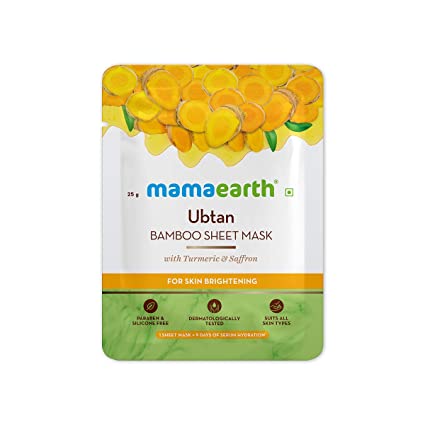 MamaEarth Ubtan Bamboo Sheet Mask with Turmeric & Saffron - 25 GM