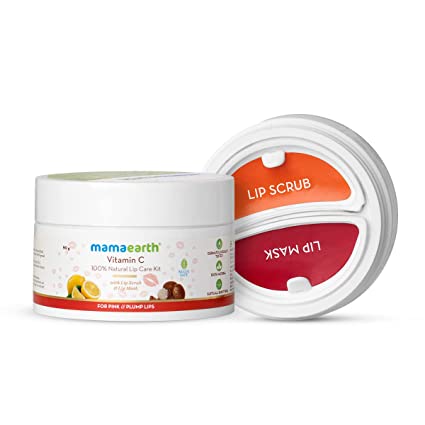 MamaEarth Vitamin C Natural Lip Care Kit With Lip Scrub & Lip Mask - 90 GM