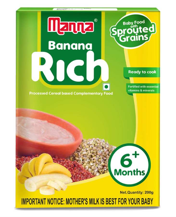 Manna Baby Cereal/Baby Food (6+Months) Sprouted Ragi & Banana - 200 GM