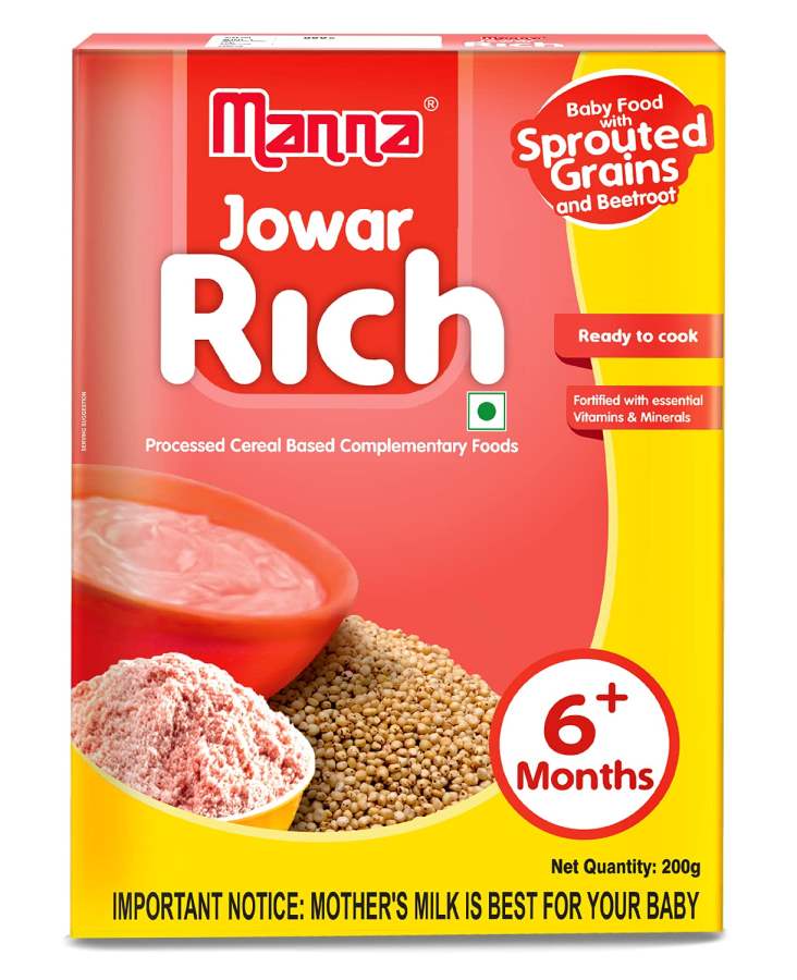 Manna Baby Cereal/Baby Food 6+Months Sprouted Jowar with Beetroot Powder - 200 GM