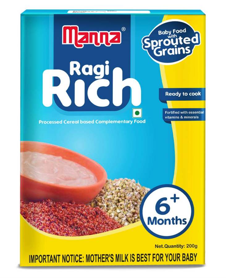 Manna Baby Cereal/Baby Food (6+Months) Sprouted Ragi - 200 GM