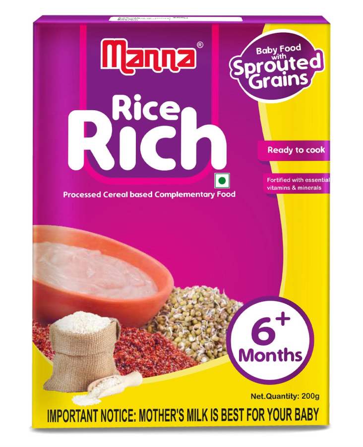 Manna Baby Cereal/Baby Food 6+Months Sprouted Ragi & Rice - 200 GM