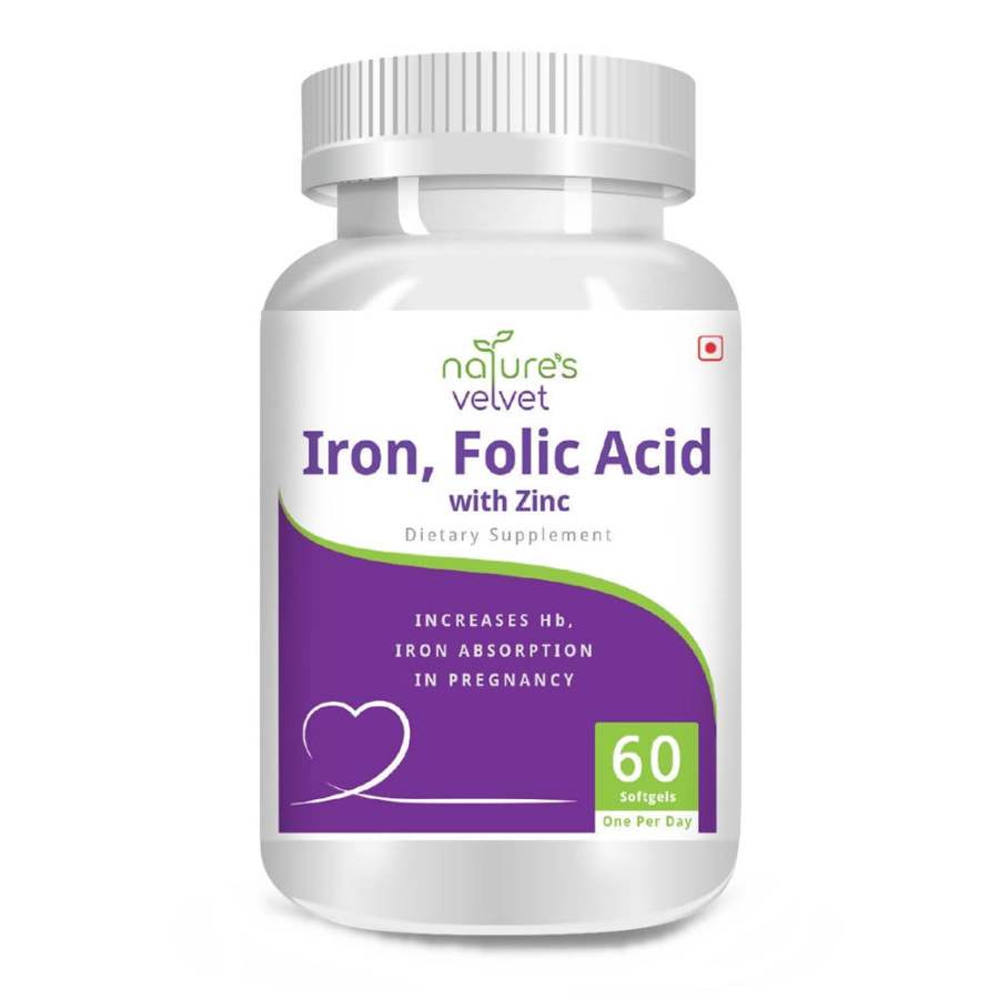 Natures Velvet Iron, Folic Acid & Zinc Softgels - 60 Nos