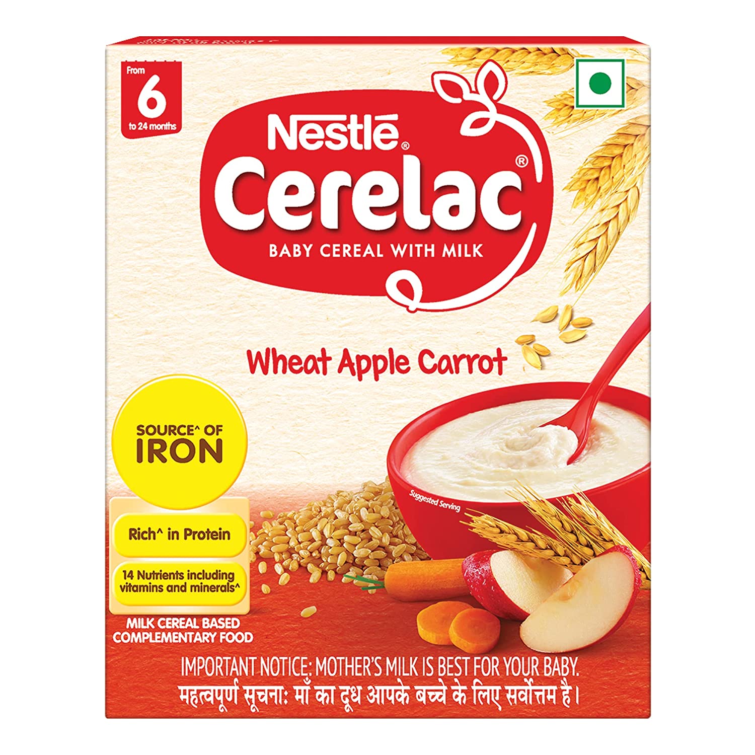 Nestle Cerelac Baby Cereal With Milk Wheat Apple Carrot - 300 GM