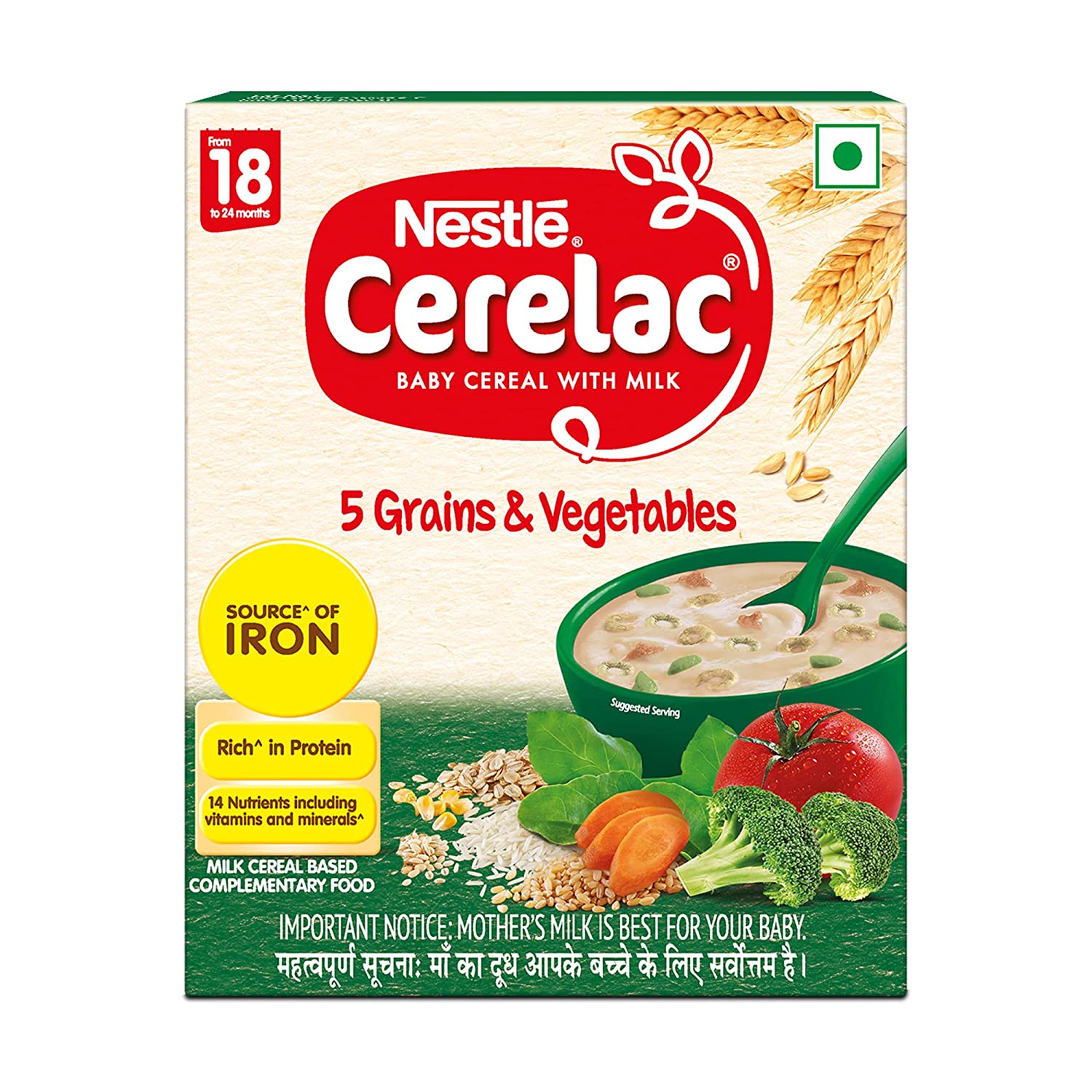 Nestle Cerelac Baby Cereal with Milk, 5 Grains & Vegetables - 300 GM