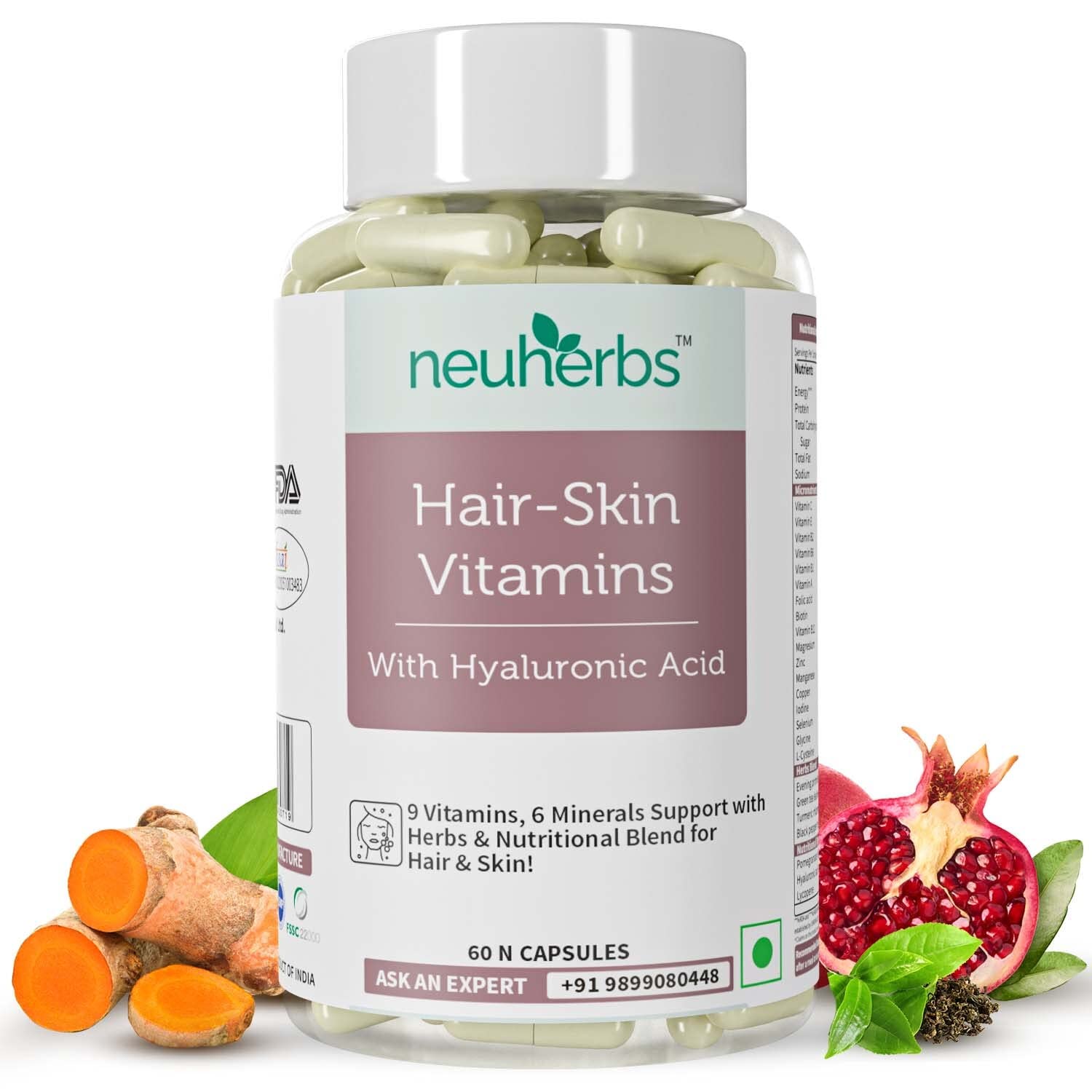 Neuherbs Hair Skin Vitamins Supplement - 60 capsules