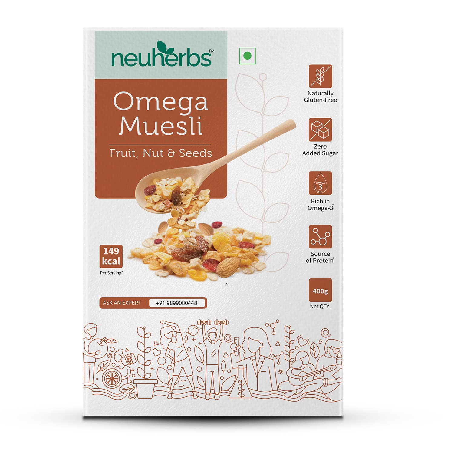 Neuherbs Omega Muesli Fruit, Nuts And Seeds Millets - 400 gm