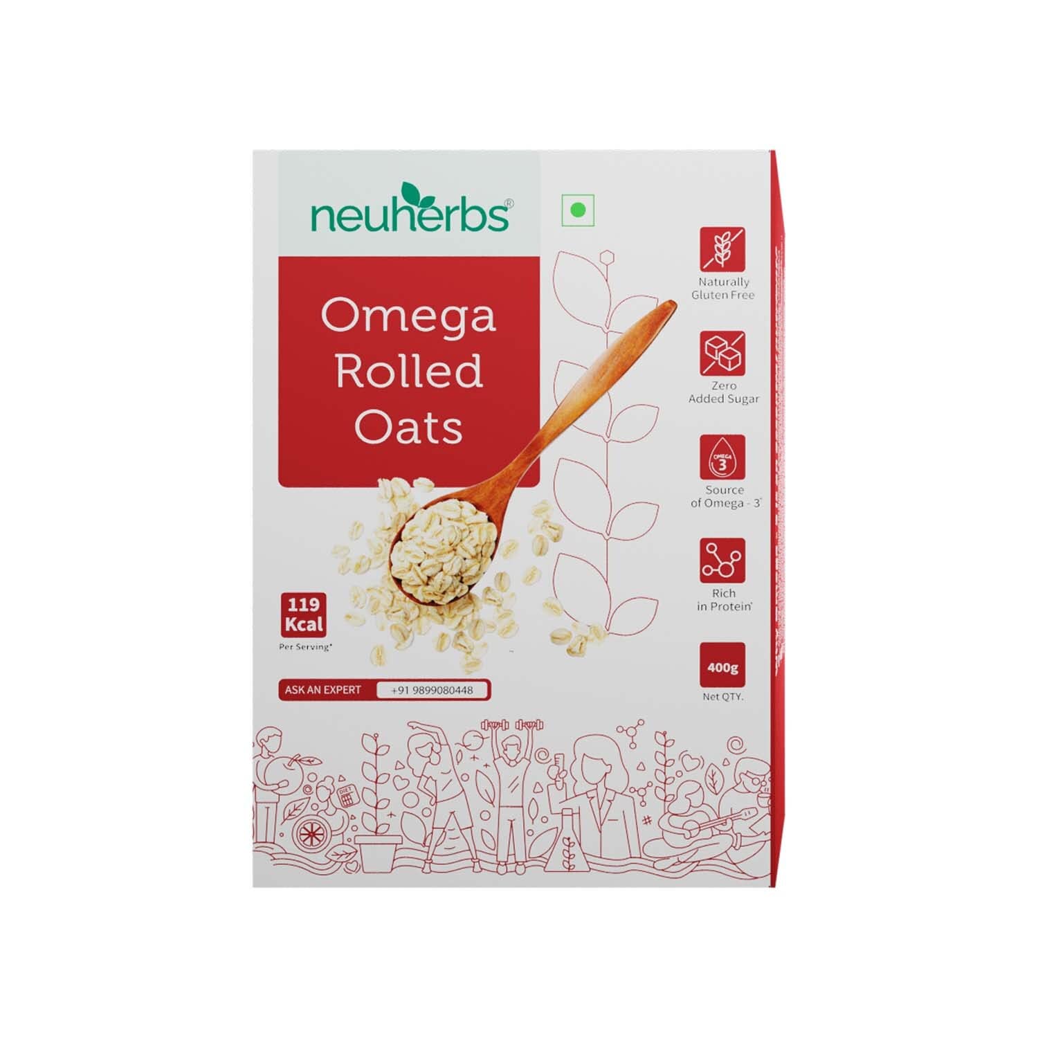 Neuherbs Omega Rolled Oats - 400 gm