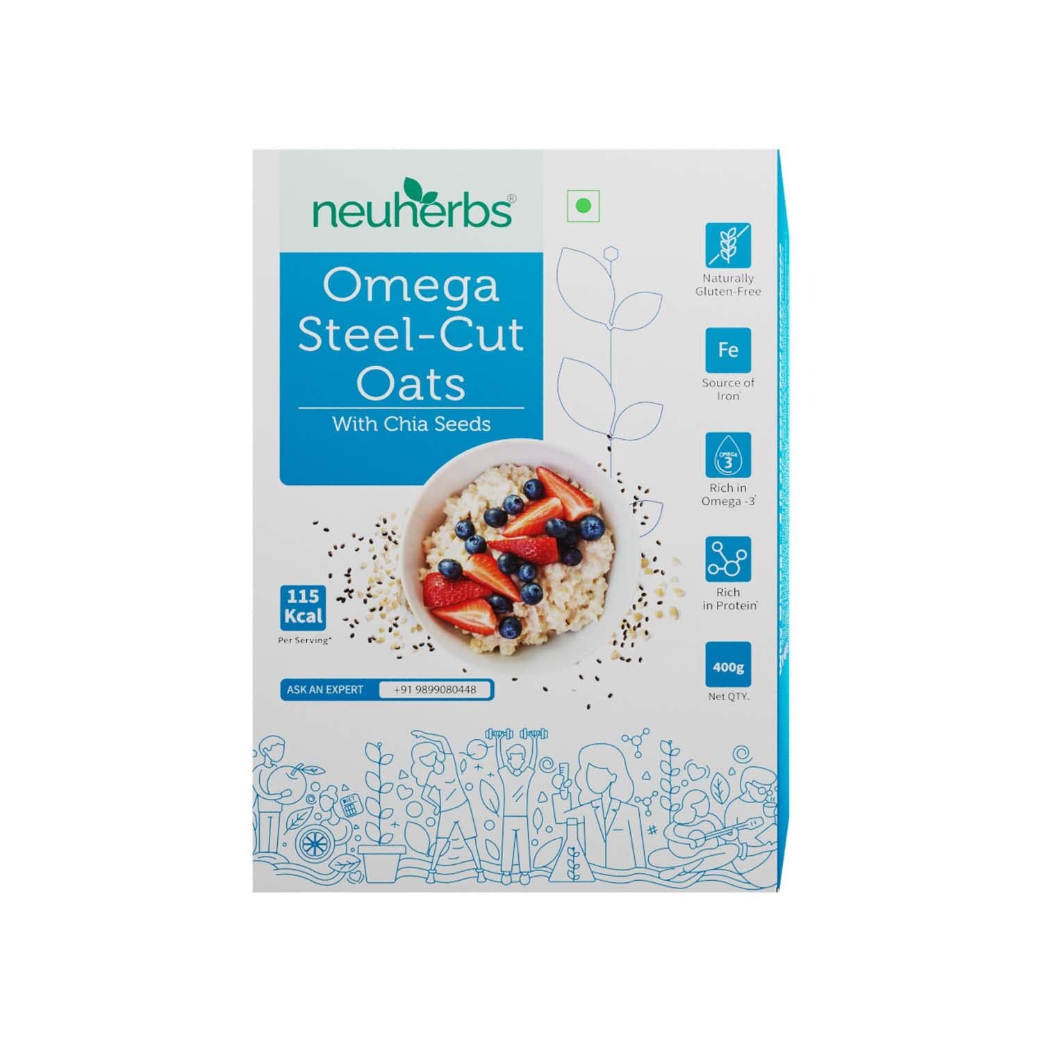 Neuherbs Omega Steel Cut Oats - 400 gm