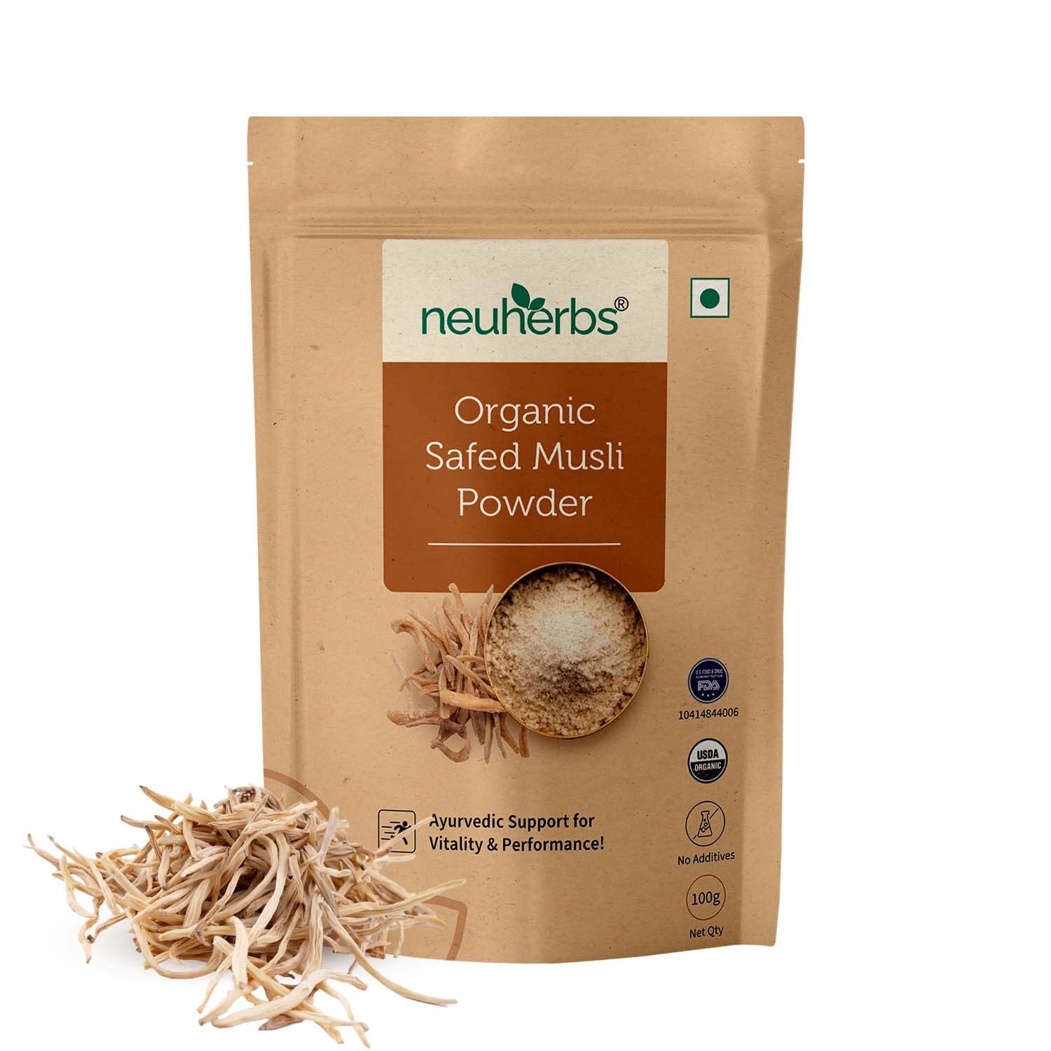 Neuherbs Organic Safed Musli Root Powder - 100 GM