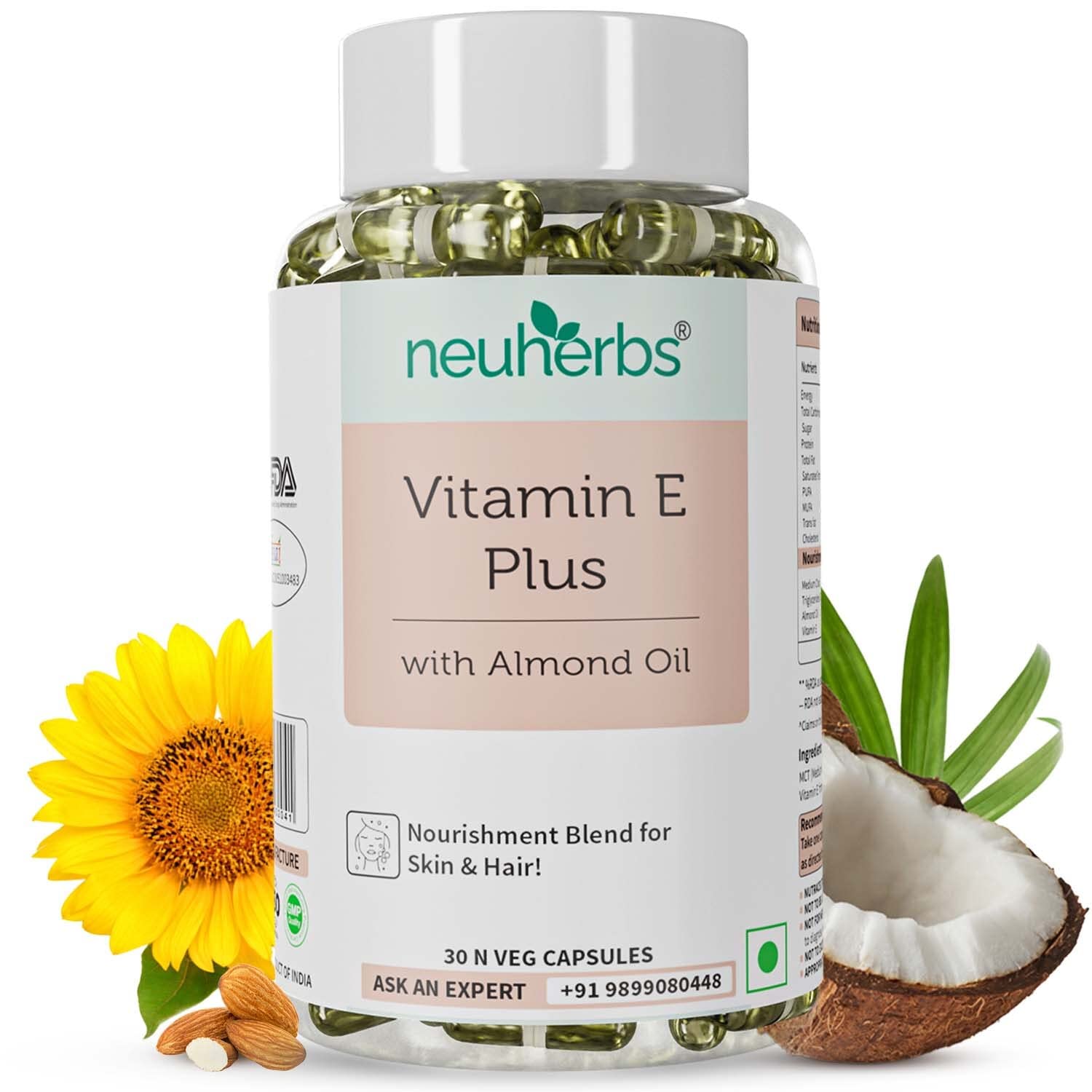 Neuherbs Plant Based Natural Vitamin E Plus - 30 Capsules