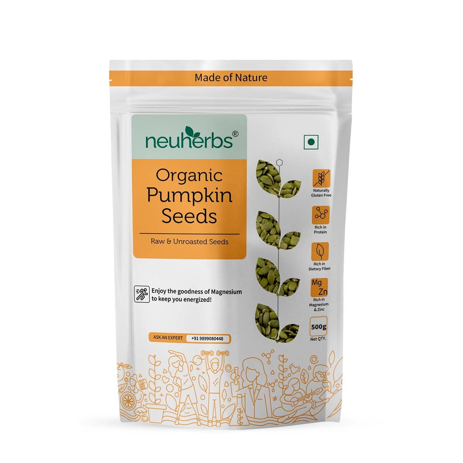 Neuherbs Raw And Unroasted Pumpkin Seeds - 500 GM