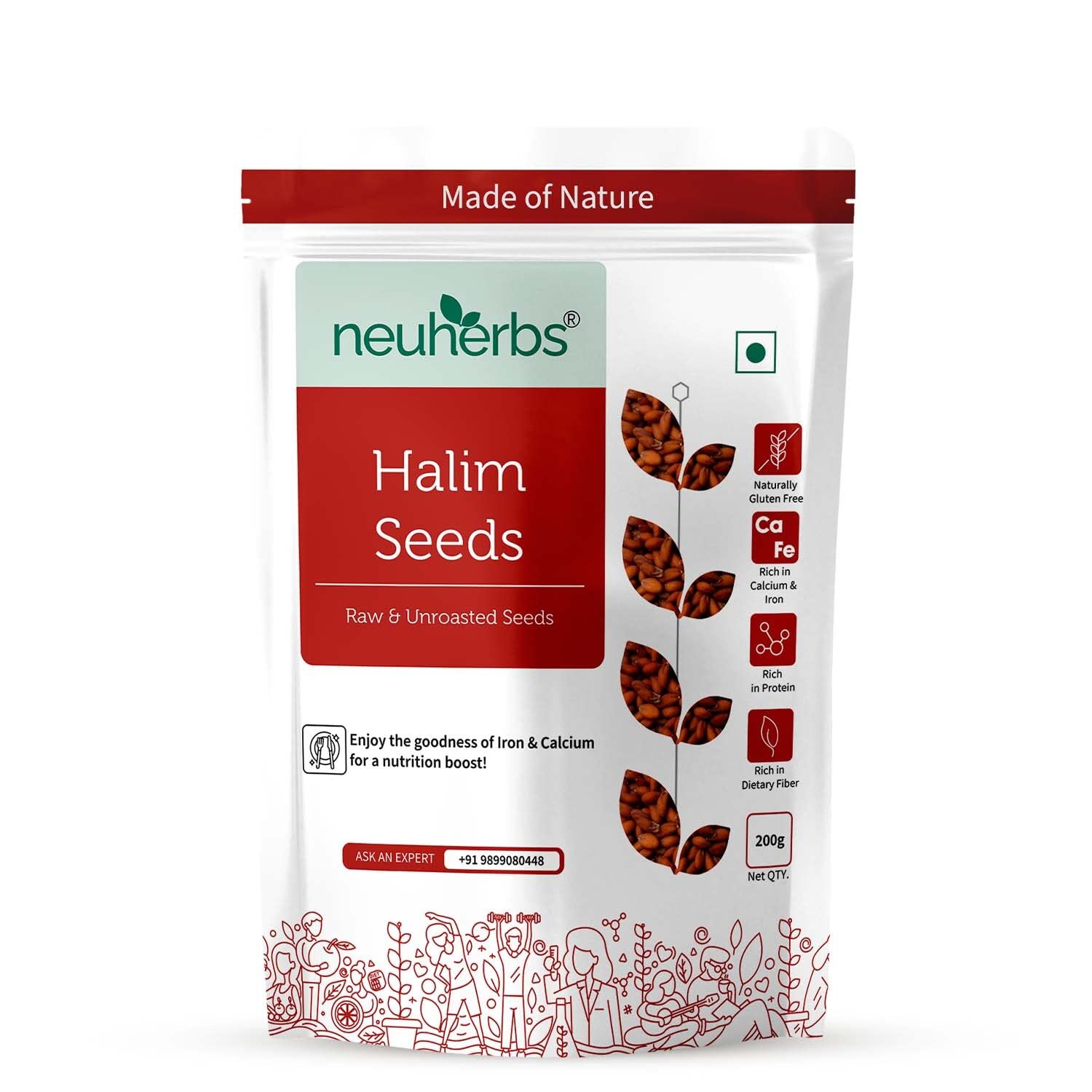 Neuherbs Raw & Unroasted Halim Seeds - 200 GM