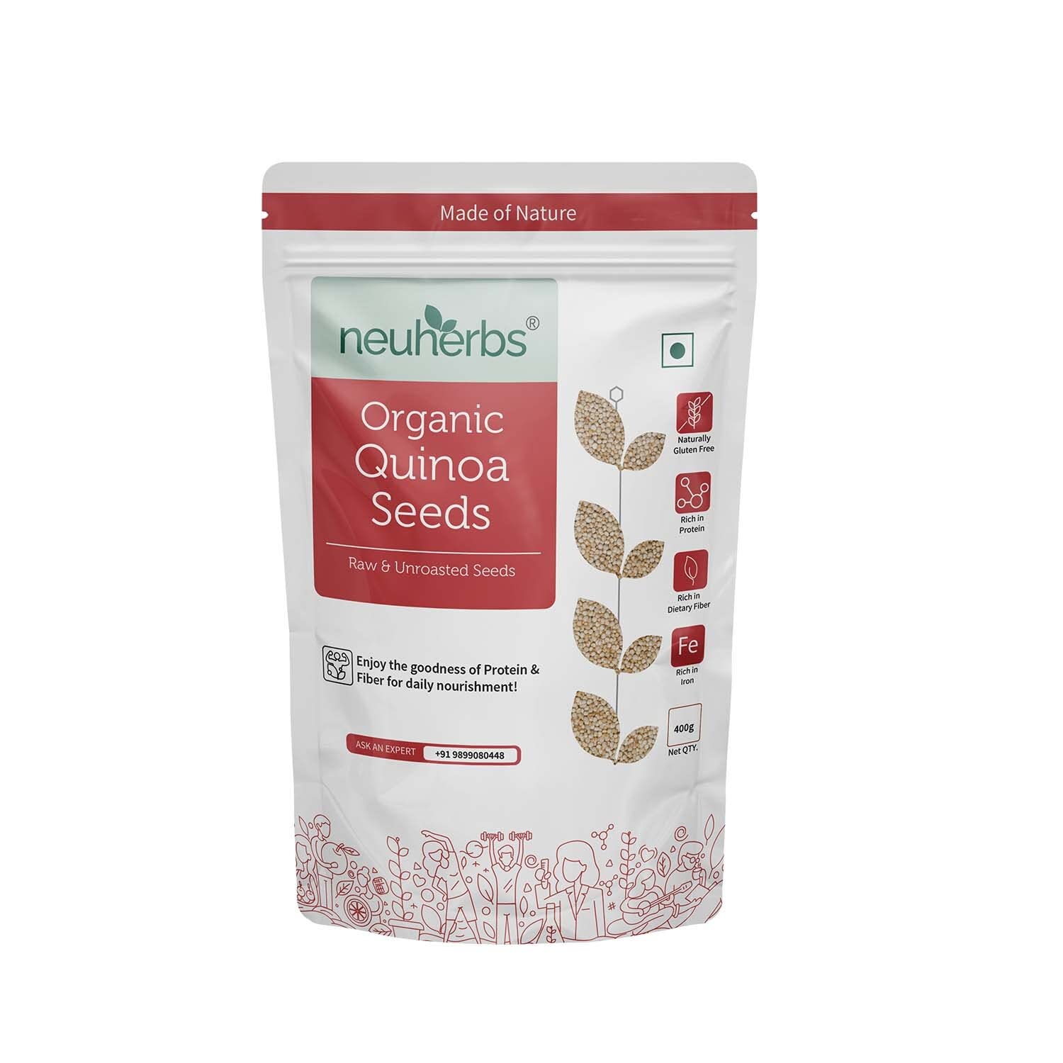 Neuherbs Raw Unroasted White Quinoa - 400 gm