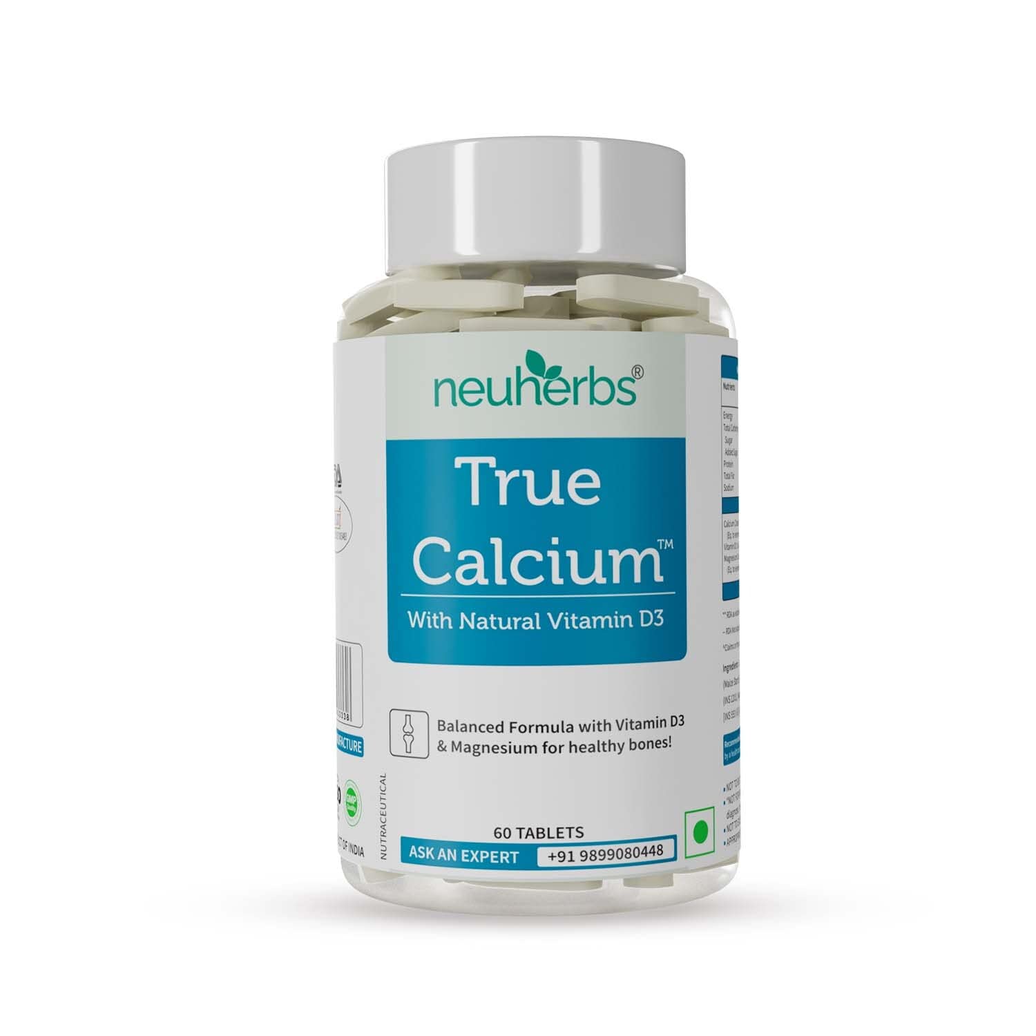 Neuherbs True Calcium 1000mg Supplement - 60 capsules