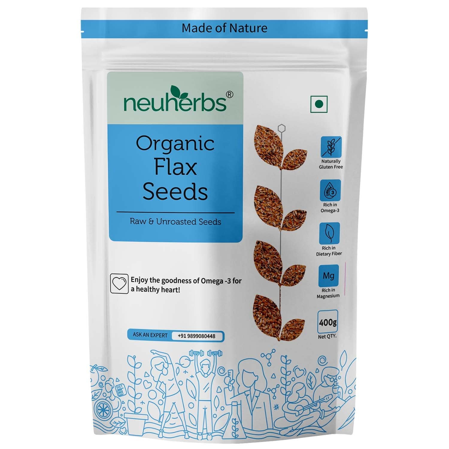 Neuherbs Unroasted Flax Seeds - 400 gm