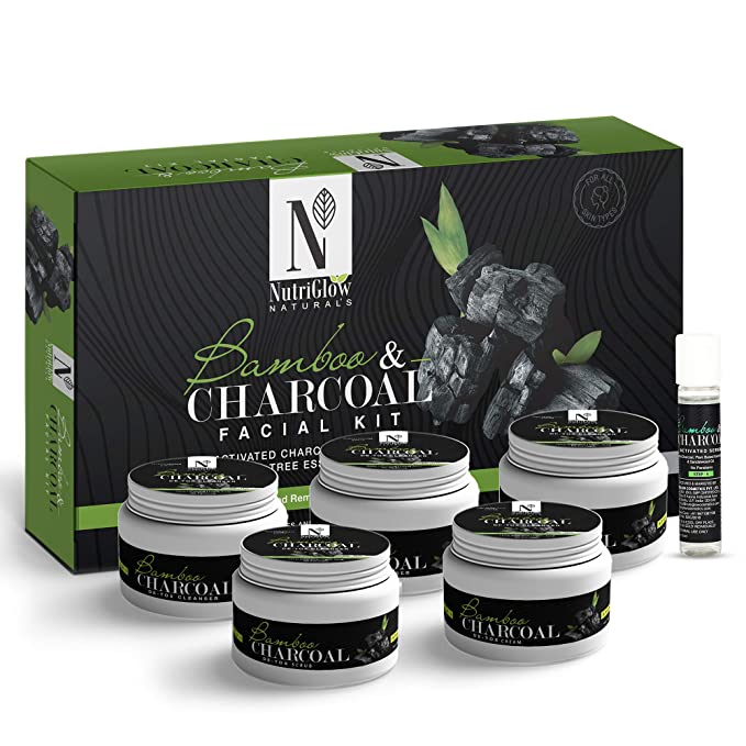 NutriGlow Naturals Bamboo Charcoal Facial Kit - 250g + 10ml