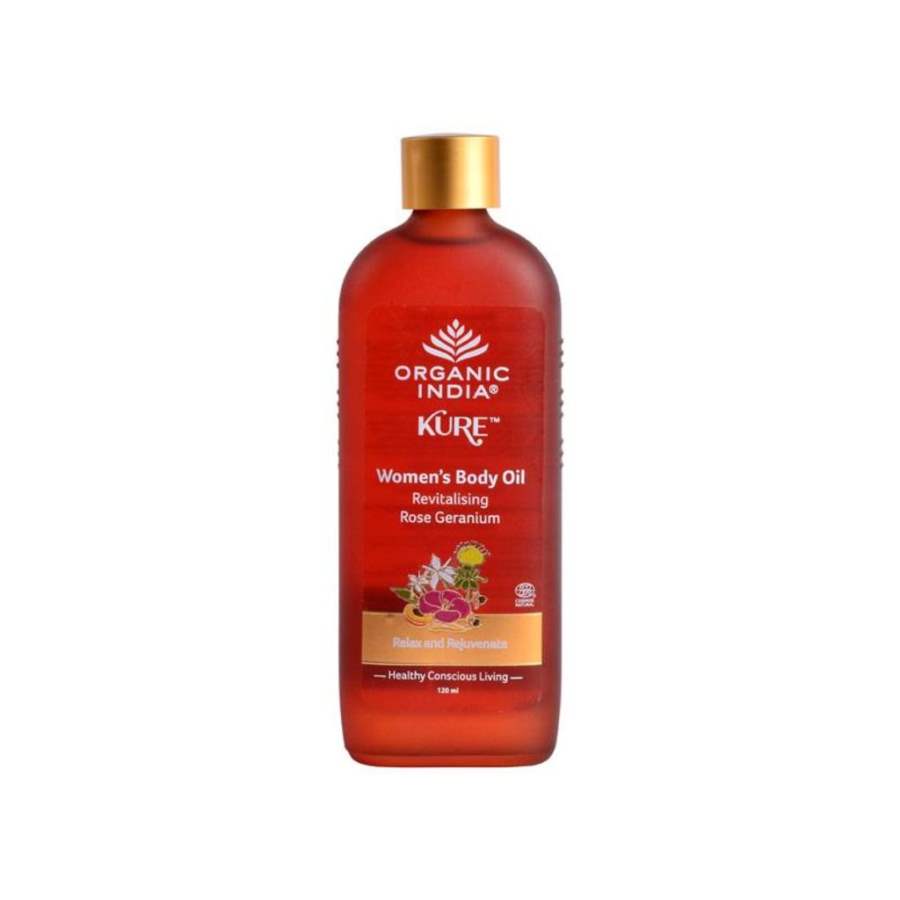 Organic India Womens Body Oil Revitalising Rose Geranium - 120 ML