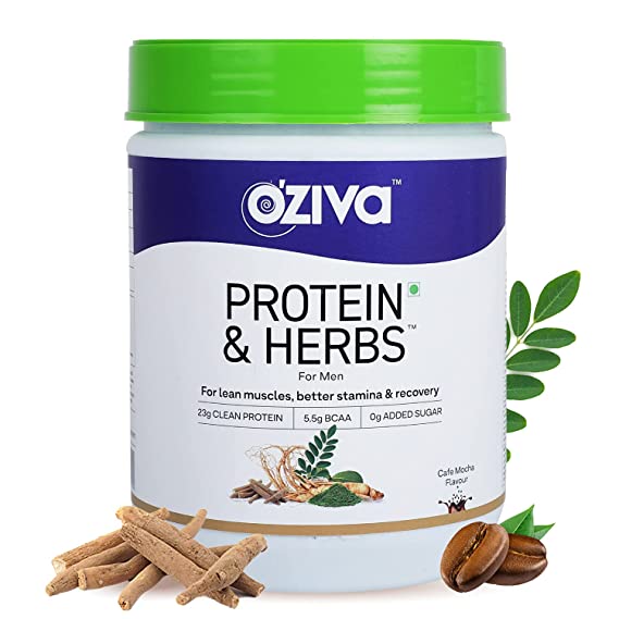 OZiva Protein & Herbs for Men Cafe mocha 16 serving - 500 GM