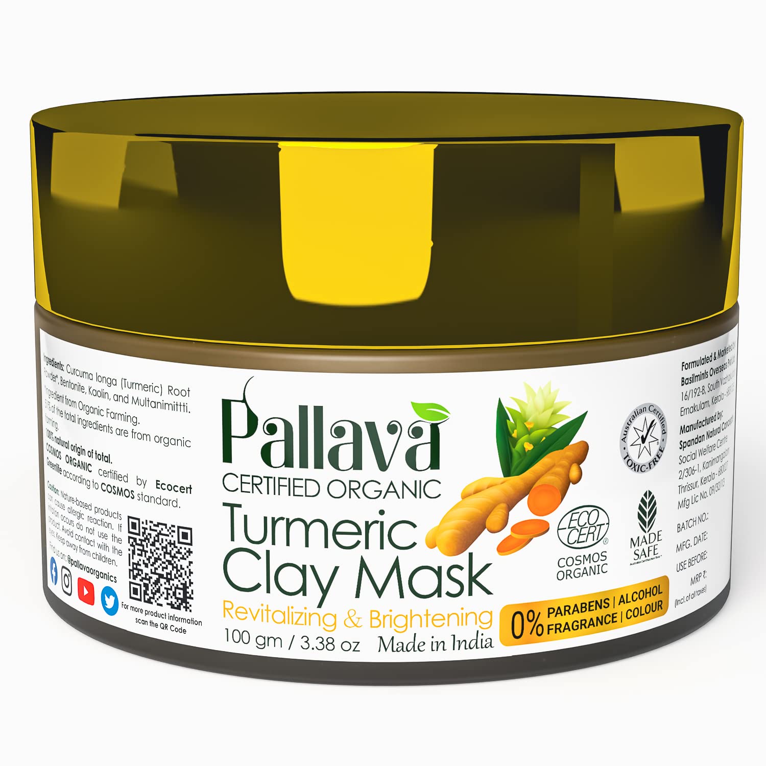 Pallava Organic Turmeric Clay Mask - 100 GM