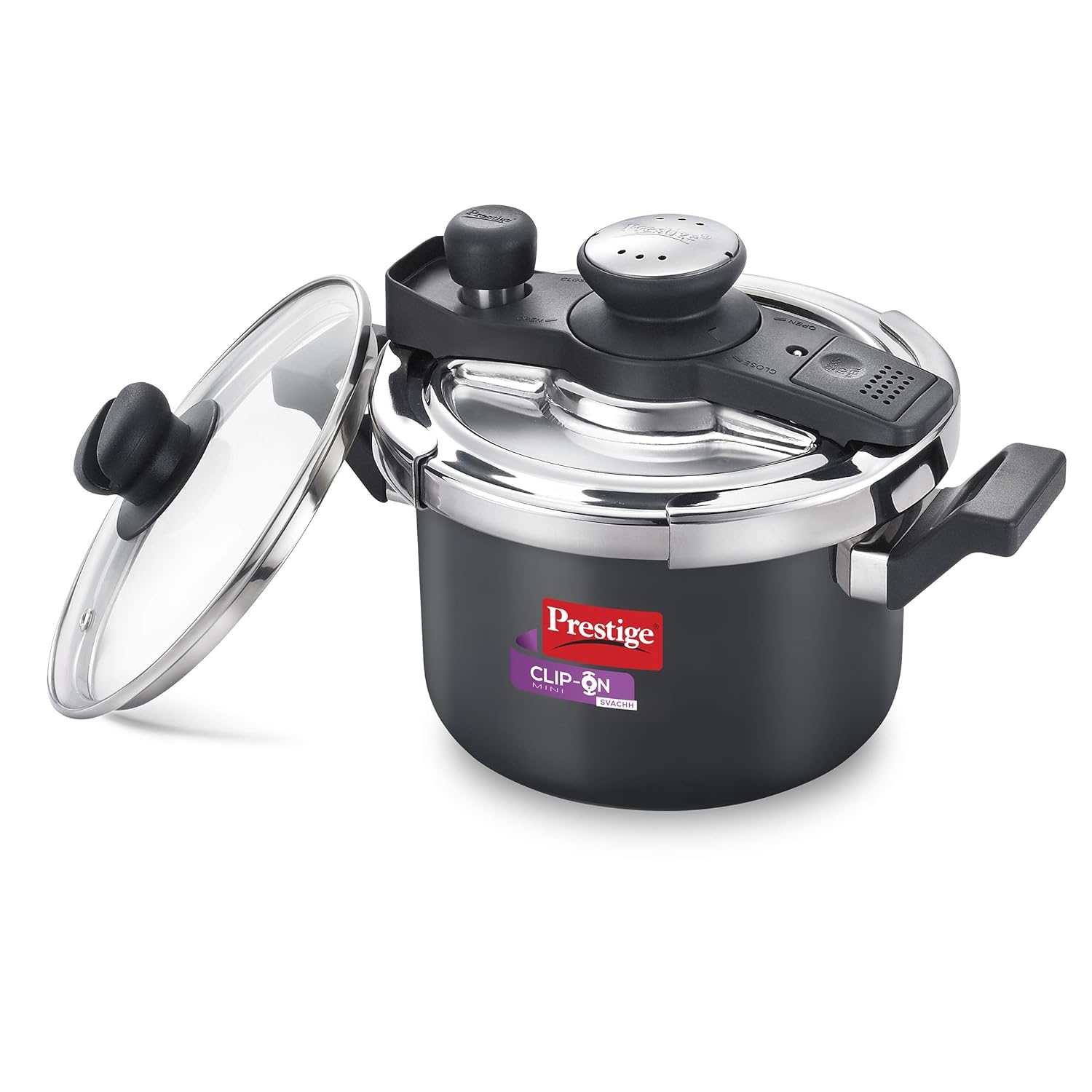 Prestige Clip_On Svachh Pressure Cooker Hard Anodised - 3 L