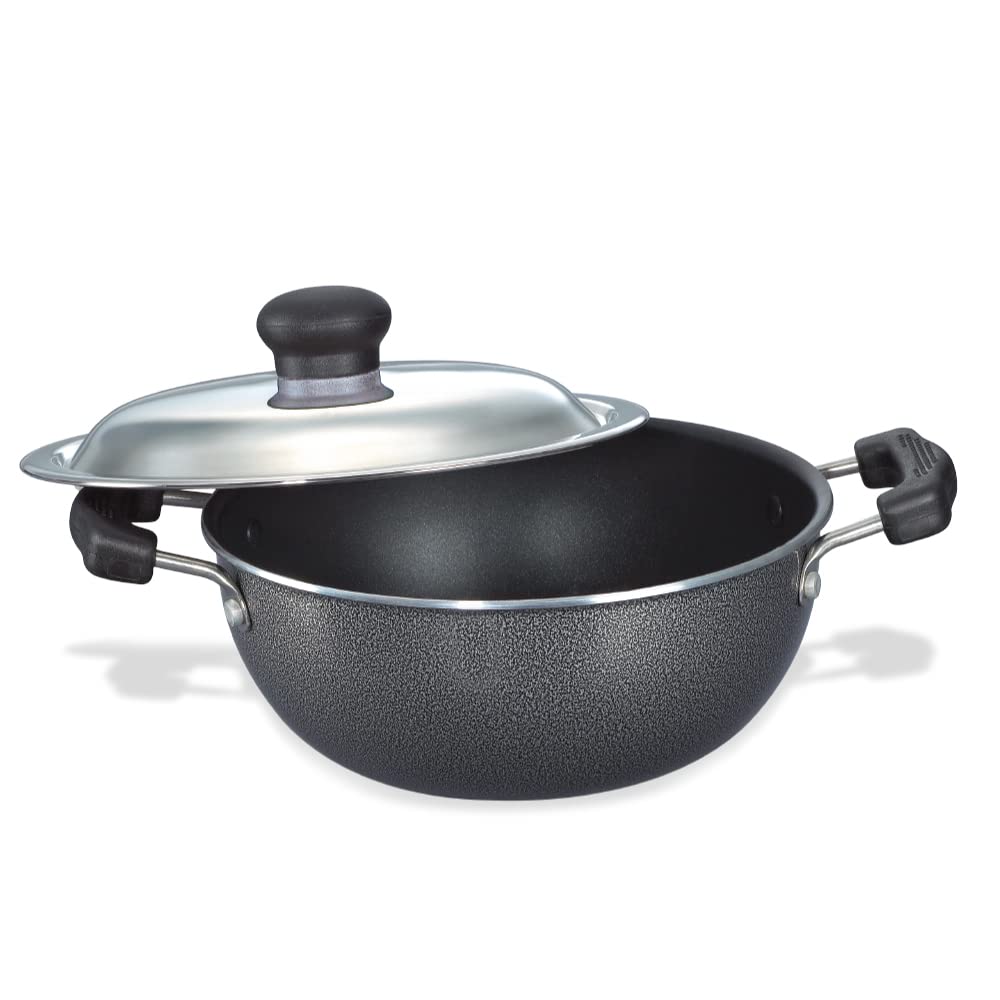 Prestige Omega Select Plus Nonstick Flat Base Kadai with Lid - 20 CM