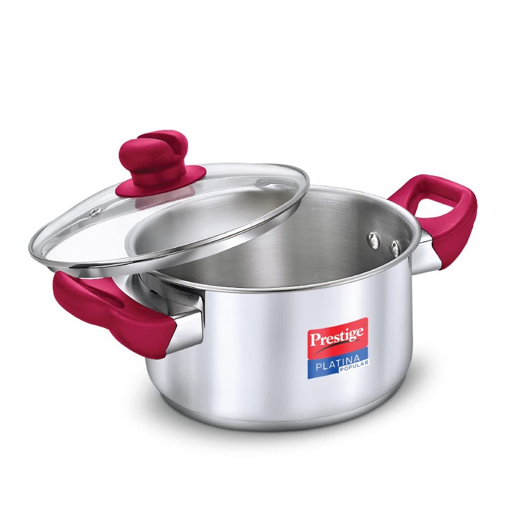 Prestige Platina Popular Stainless Steel Casserole with Glass Lid - 2 L