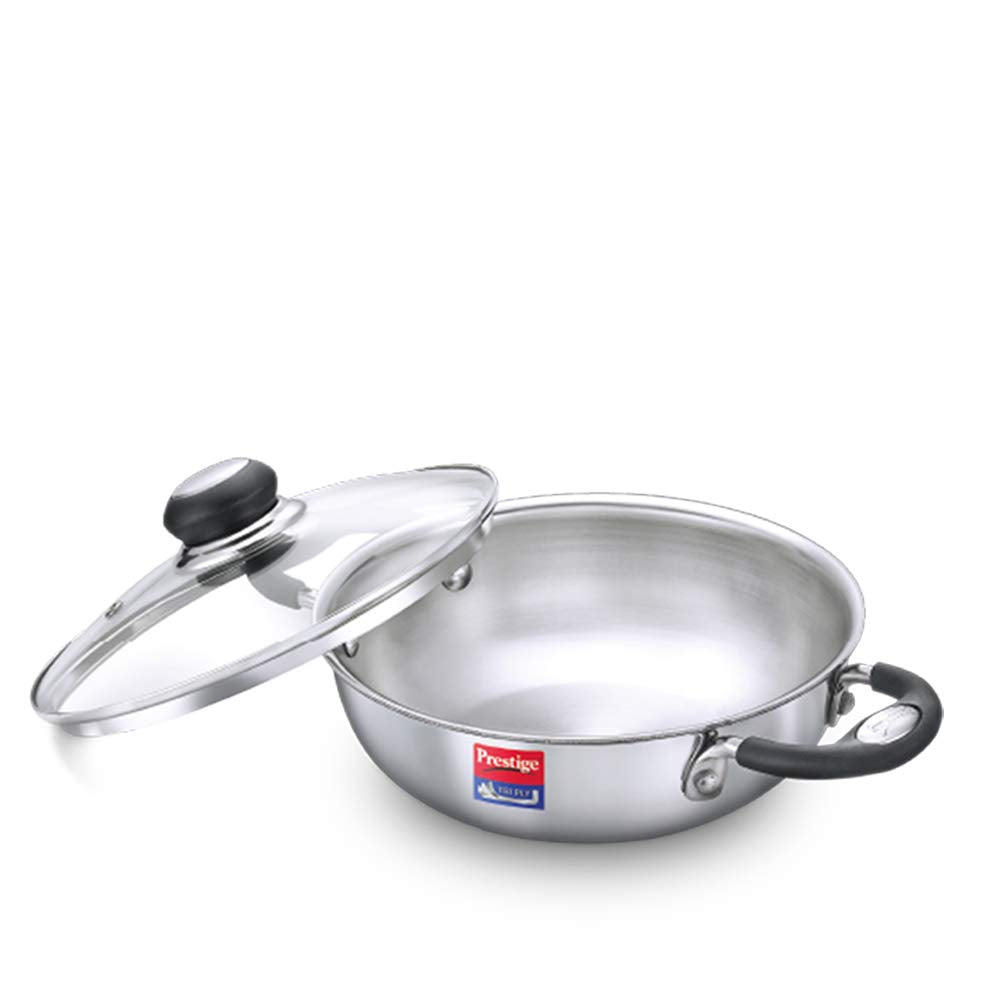 Prestige Tri-Ply Splendor Stainless Steel Kadai with Glass Lid - 20 CM