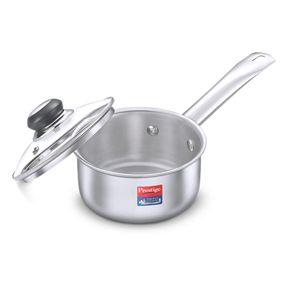 Prestige Tri-Ply Splendor Stainless Steel Sauce Pan with Glass Lid - 1 L