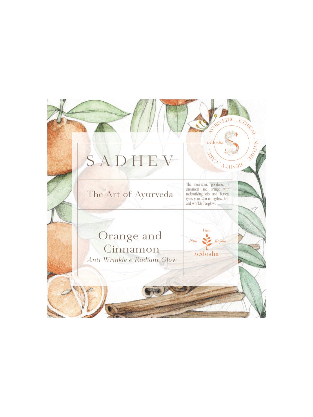 Sadhev Anti Wrinkle Bathing Bar Orange & Cinnamon - 125 GM