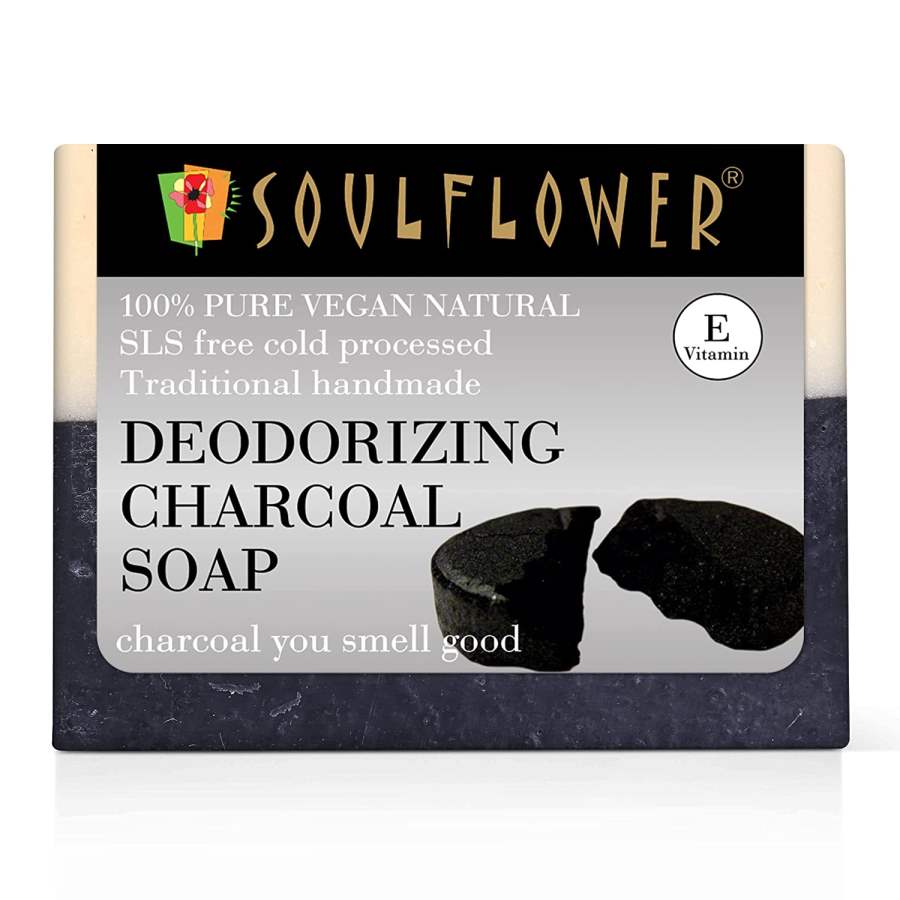 Soulflower Deodorizing Charcoal Soap - 150 GM