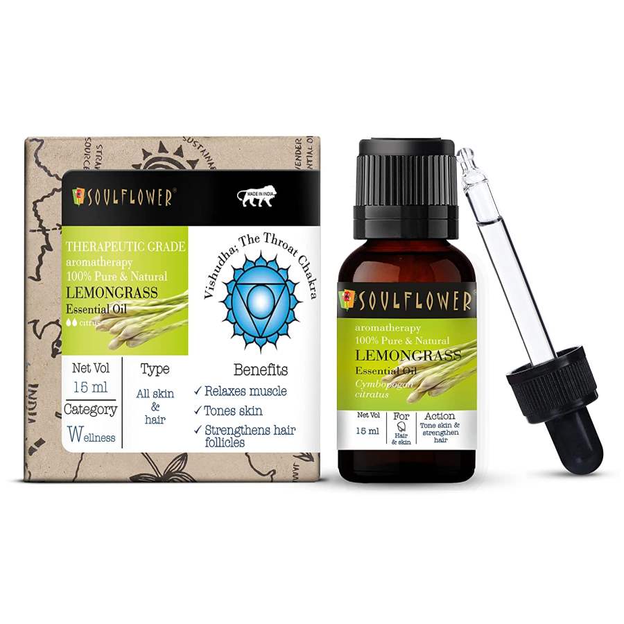 Soulflower Lemongrass Essential Oil - 15 ML