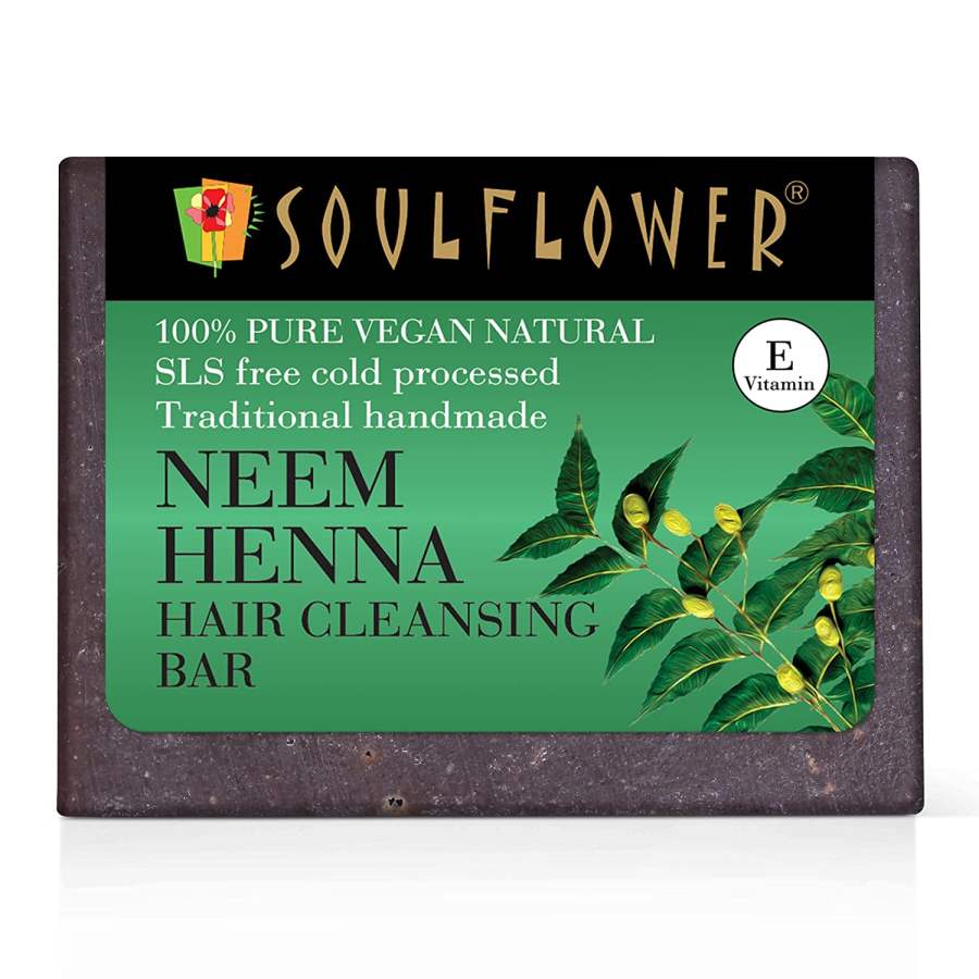 Soulflower Neem Henna Shampoo Bar Soap - 150 GM