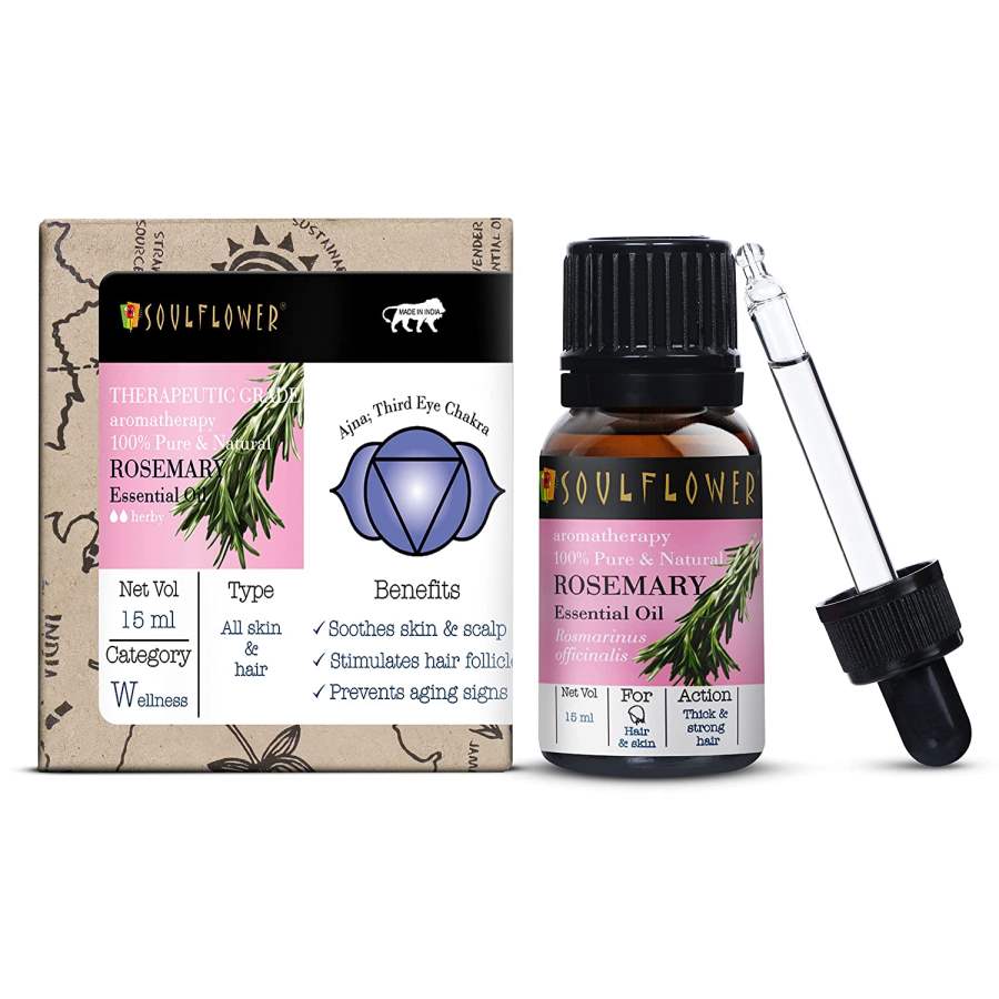 Soulflower Rosemary Essential Oil For Hair Growth - 15 ML