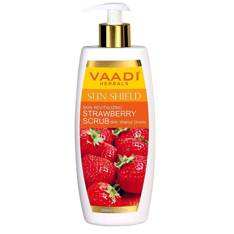 Vaadi Herbals Strawberry Scrub Lotion with Walnut Grains - 350 GM