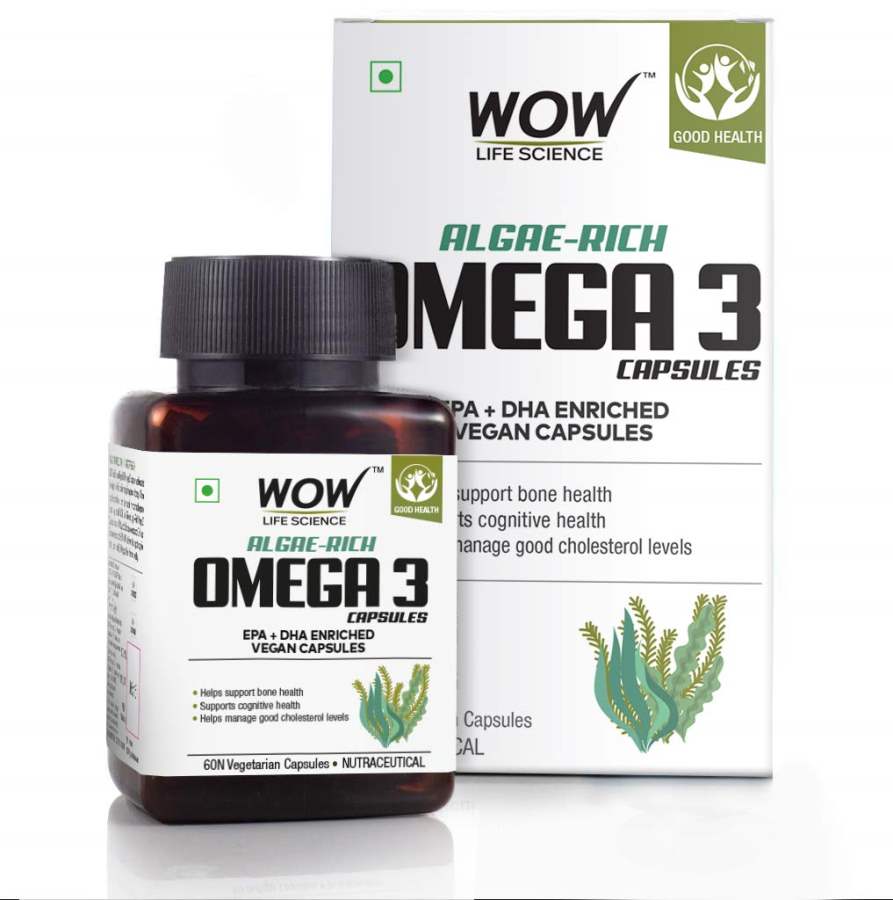 WOW Life Science Algae Rich Omega 3 Capsules - 60 Caps