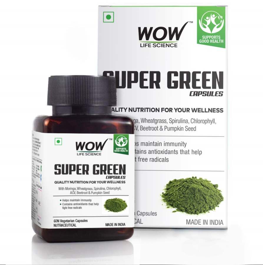 WOW Life Science Super Green Capsules 550mg - 60 Caps