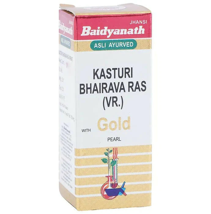 Baidyanath Kasturi Bhairava Ras (Vr) Gold Pearl Tablet - 10 Tabs