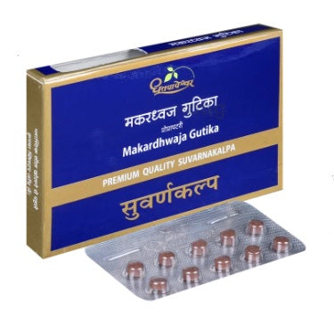 Dhootapapeshwar Makardhwaja Gutika Premium Quality Suvarnakalpa Tablet - 10 Tabs