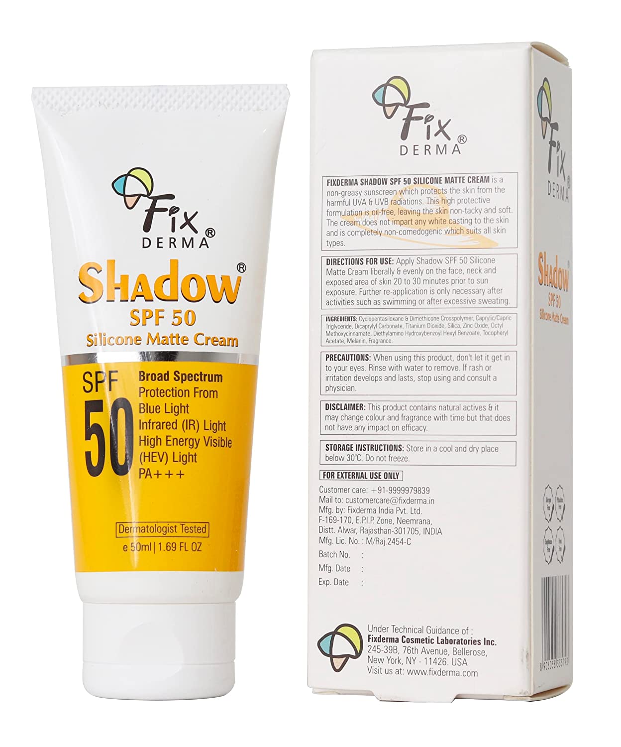 Fixderma Shadow Silicone Matte Cream SPF 50 - 50 ML