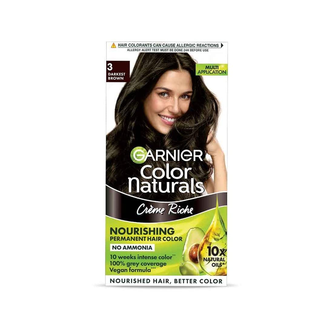 Garnier Hair Colouring Creme Shade: 3 Darkest Brown - 70ml + 60g