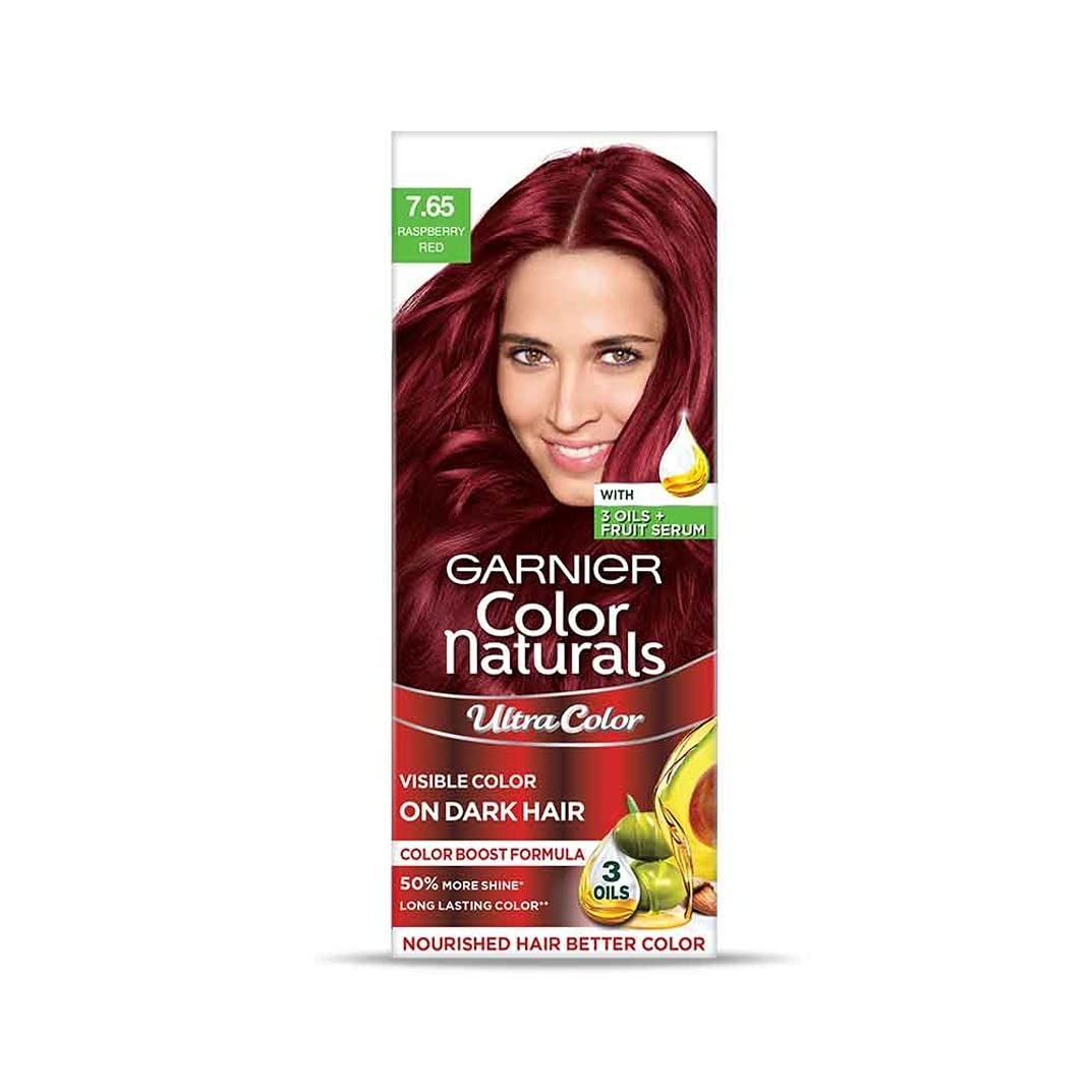 Garnier Hair Colouring Creme Shade: 7.65 Raspberry Red - 55ml + 50g