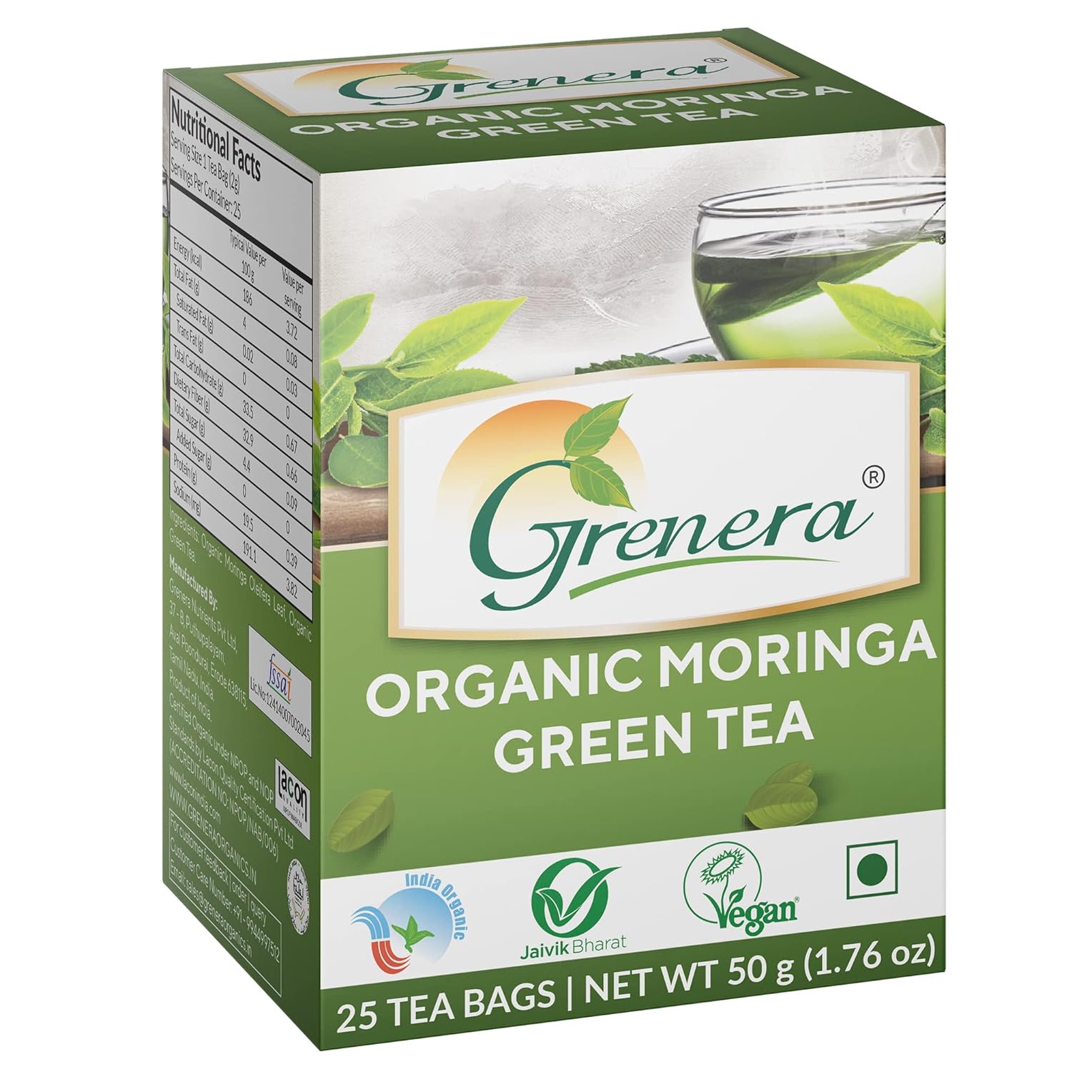 Grenera Moringa Green Tea - 25 Tea Bags