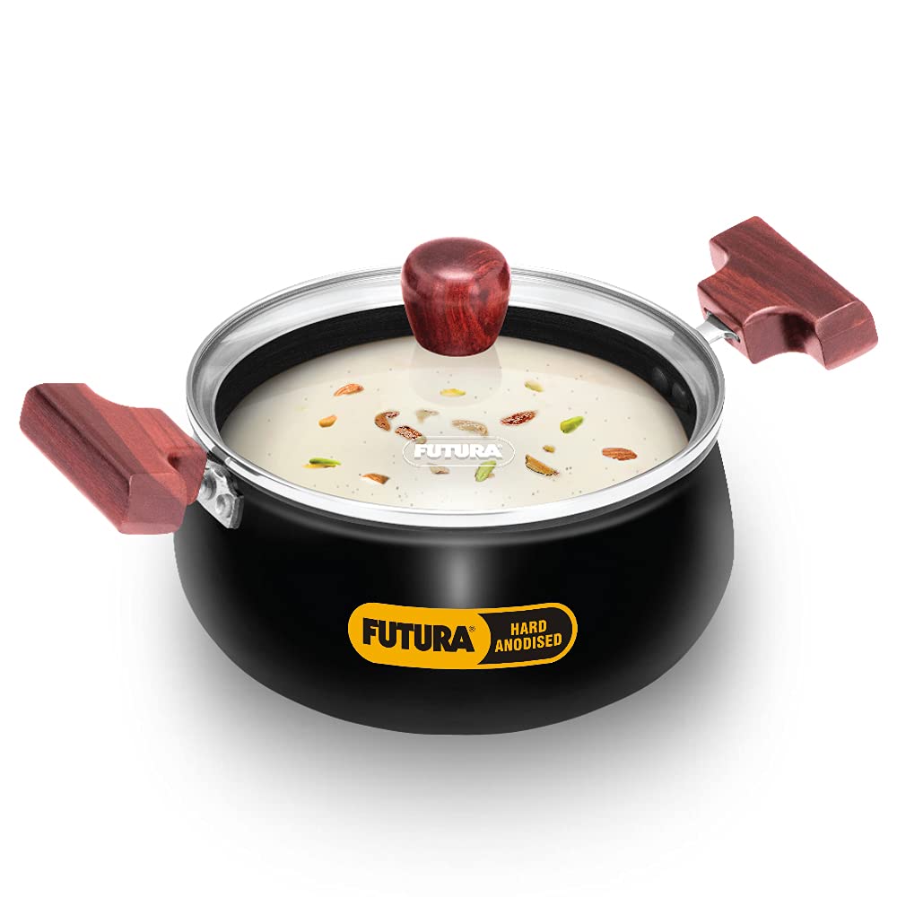 Hawkins Futura Hard Anodised Cook n Serve Handi with Glass Lid - 2 L